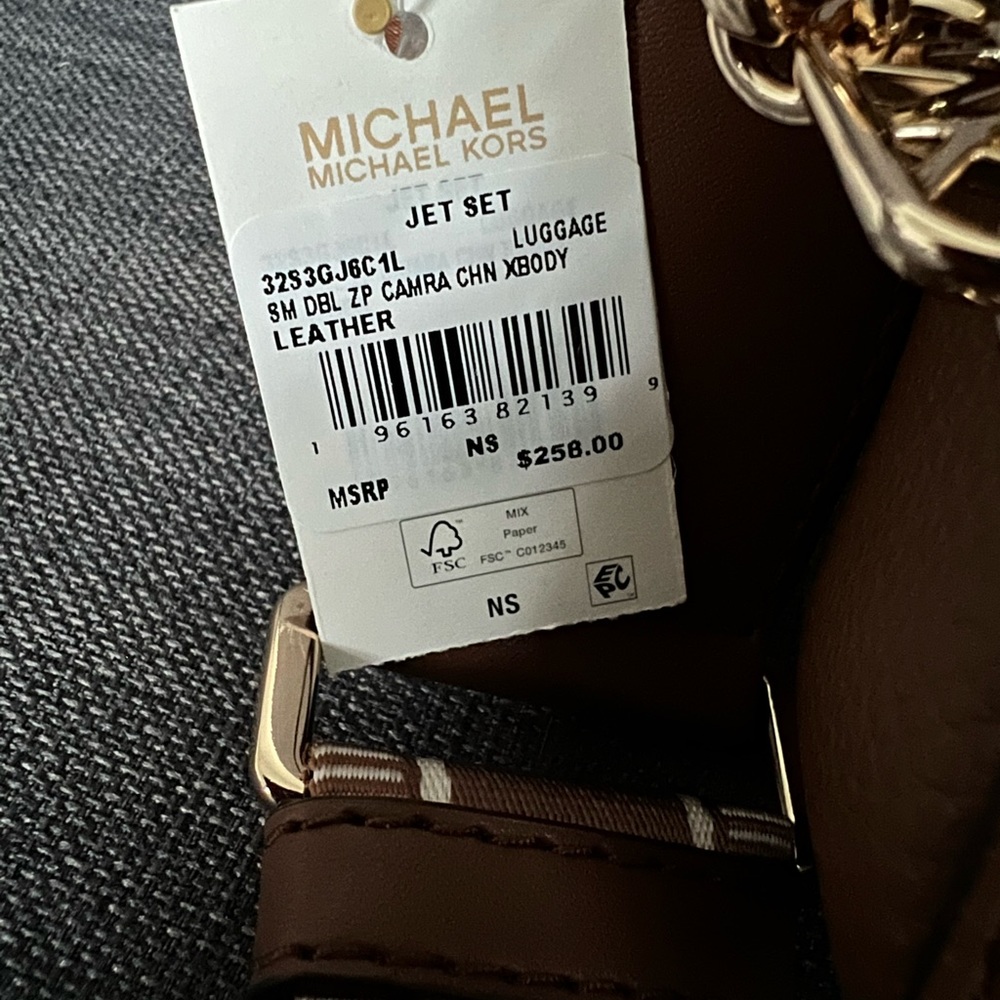 NWT MICHAEL KORS JET SET DOUBLE ZIP CAMERA CHAIN CROSSBODY BAG LEATHER - Picture 9 of 15